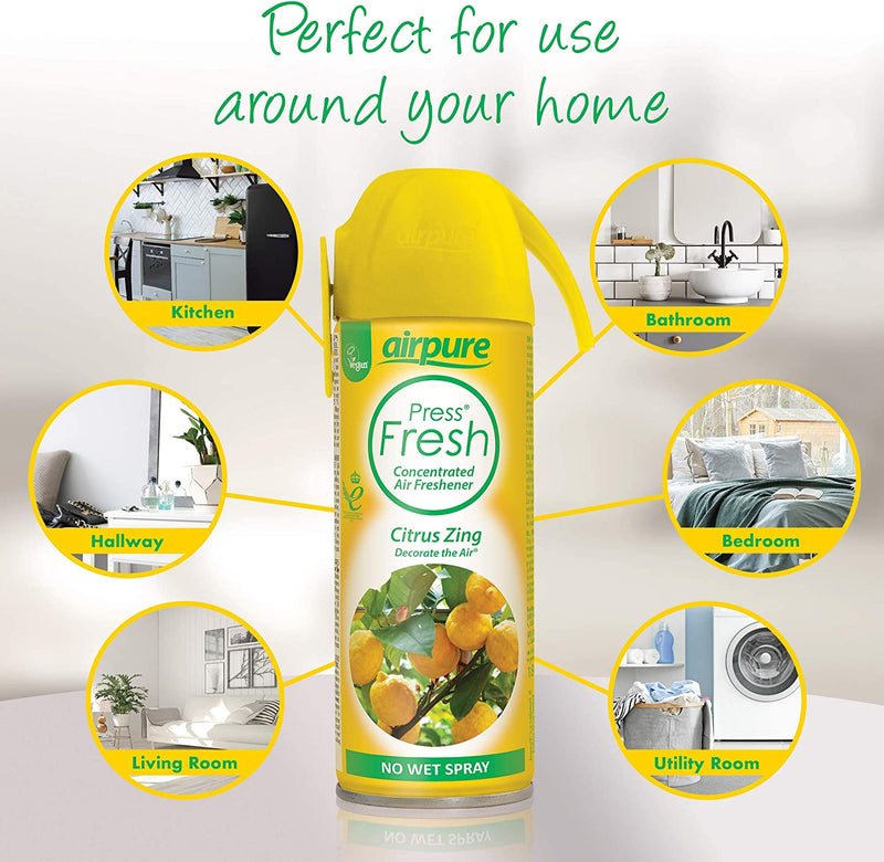 Airpure Press Fresh 2in1 Citrus Refill 180ml {3 Pack }