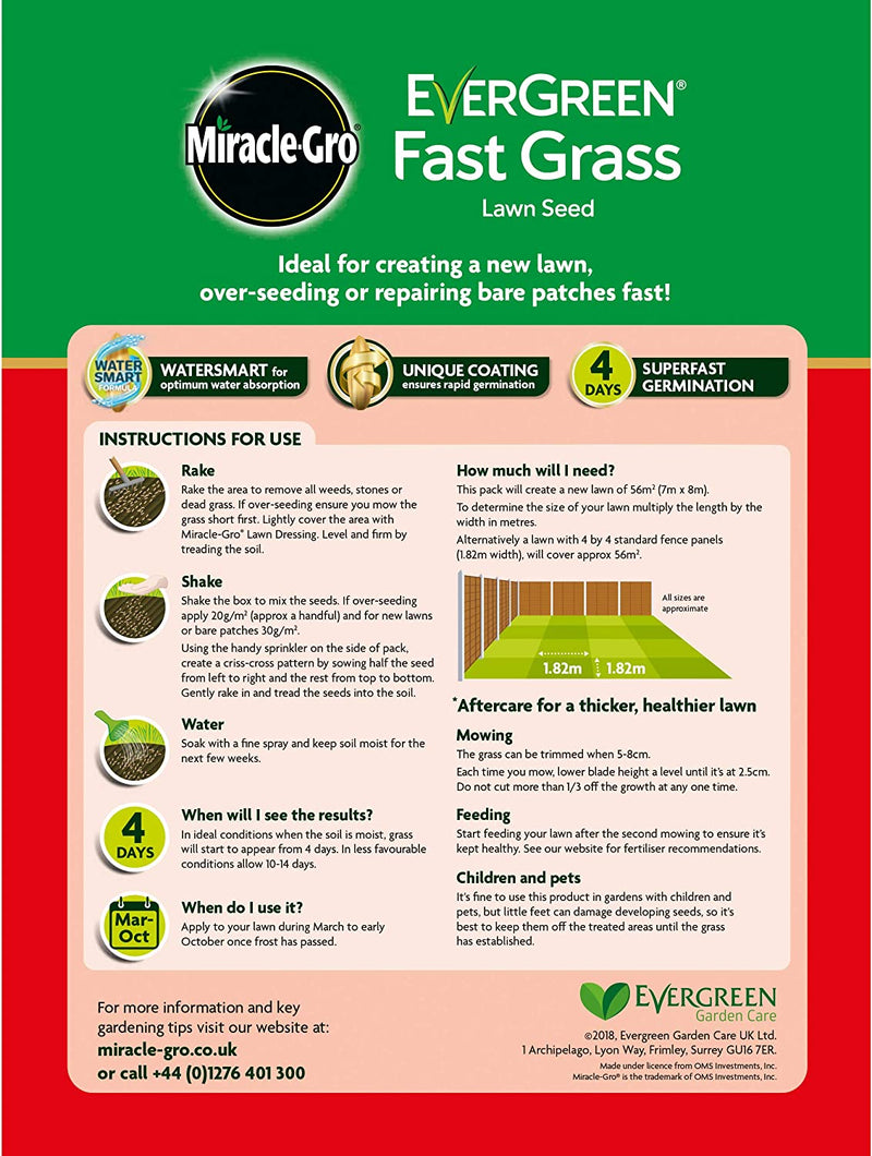 Miracle-Gro® Evergreen Fast Grass Lawn Seed 1.6kg