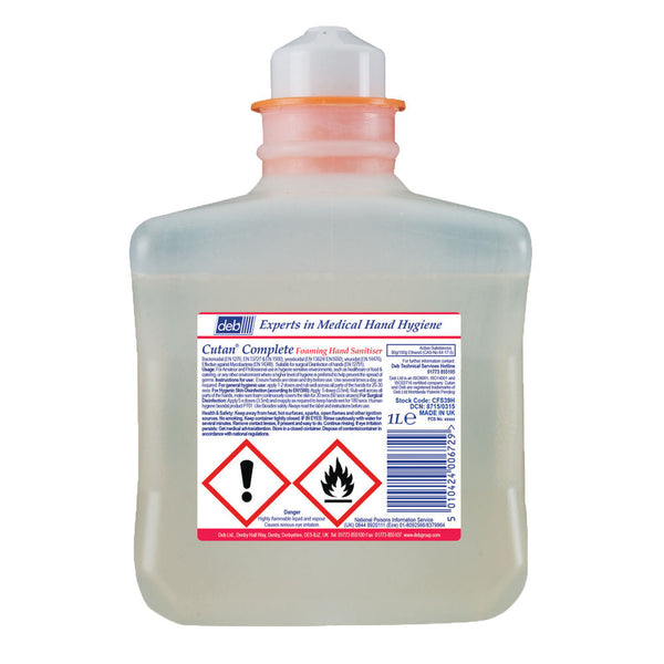 Deb Cutan Foaming Hand Sanitiser Cartridge 1 Litre {CFS39H} - GARDEN & PET SUPPLIES