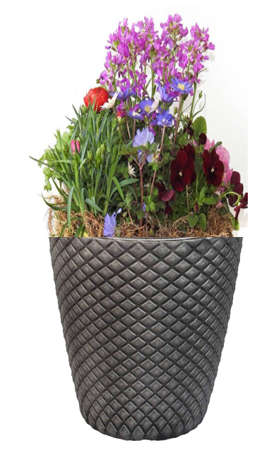 Strata Pewter Geometric Round Planter 35cm