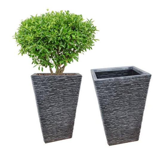 Strata Pewter Slate Square Planter 45cm