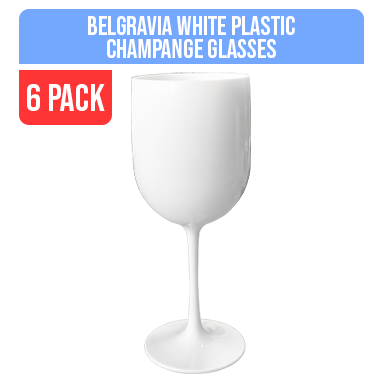 Belgravia White Plastic Champagne Glasses Pack 6’s