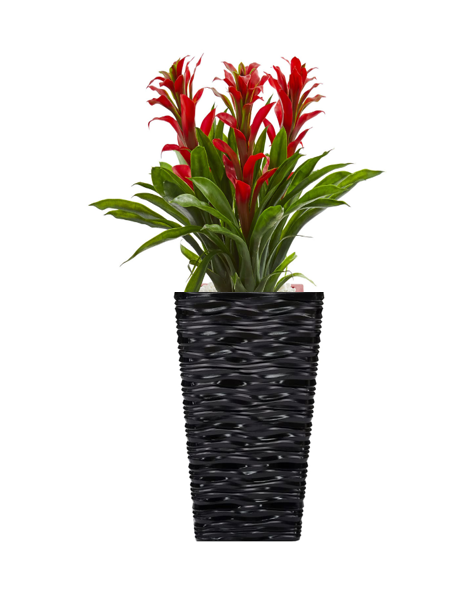 GARDEN & PET SUPPLIES - Fixtures Glaze Wave LARGE 55cm Planter {Black}