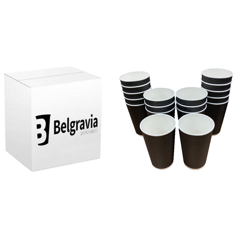 GARDEN & PET SUPPLIES - 12oz Belgravia Triple Walled Black Ripple Cups Pack 25's