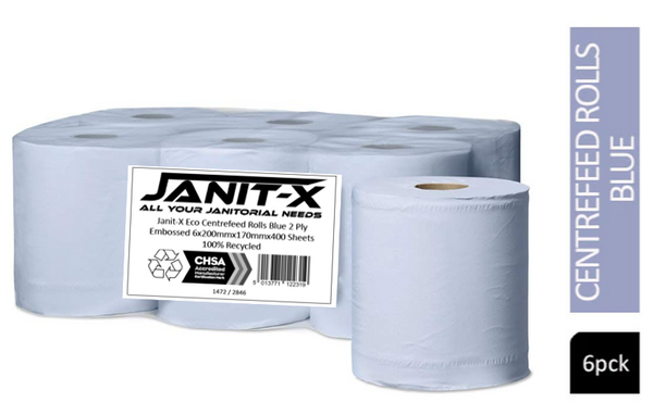 GARDEN & PET SUPPLIES - Janit-X Eco 100% Recycled Centrefeed Rolls White 6 x 150m CHSA Accredited