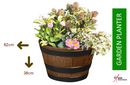 Fixtures Half Barrel Cask Light Brown/Tan 62cm x 38cm Extra Large Planter