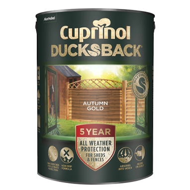 GARDEN & PET SUPPLIES -Cuprinol Ducksback 5Y Fence & Shed AUTUMN GOLD 5 Litre