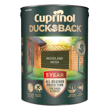 GARDEN & PET SUPPLIES -Cuprinol Ducksback 5Y Fence & Shed WOODLAND MOSS 5 Litre