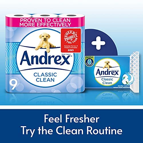 Andrex Classic White Toilet Roll NEW 3D Wave Texture , 9 Pack.