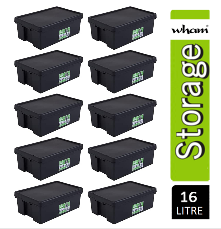 Wham Bam Black Recycled Storage Box 16 Litre