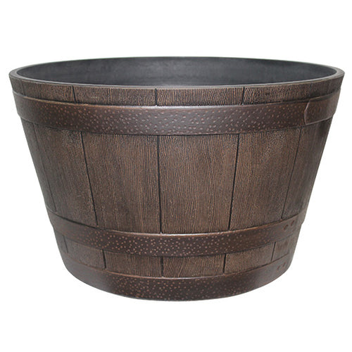 Fixtures Half Barrel Cask Brown 62cm x 38cm Extra Large Planter