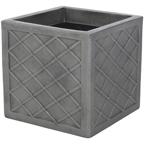 Strata Lazio Square Plastic Planter Plant Pot Grey 38cm