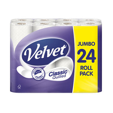 Velvet Classic 3 Ply Toilet Rolls 24 Pack - GARDEN & PET SUPPLIES