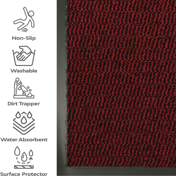 Fixtures Barrier Doorway Door Floor Mat 40cm x 60cm Red