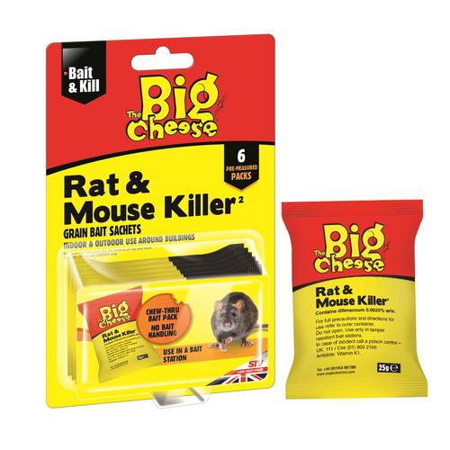 GARDEN & PET SUPPLIES - Big Cheese Rat & Mouse Killer Grain Bait 6x25g (STV244)