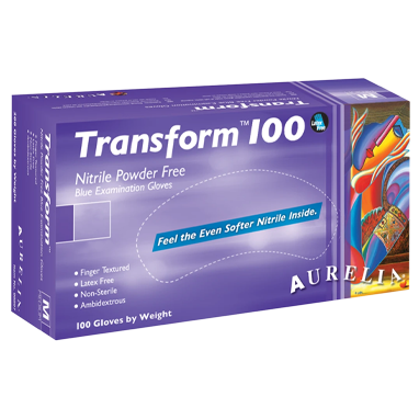 GARDEN & PET SUPPLIES - Aurelia Transform Finger-Textured Blue Powder Free MEDIUM Nitrile Gloves 100's