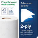 Tork T2 Advanced Recycled Toilet Roll 2 Ply ,12 Rolls of 850 Sheets {120238 }