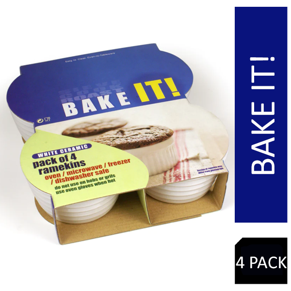 White Ceramic Ramekin Set 10cm/ 4"- Bake-It. {4 Pack}