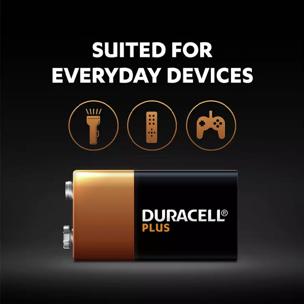 Duracell Plus 9V Battery Alkaline (Pack of 4) 5009826