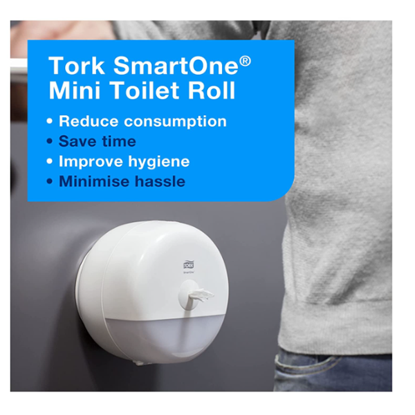 Tork 472193 T9 SmartOne Mini Toilet Roll 2-Ply 620 Sheets (Pack of 12)