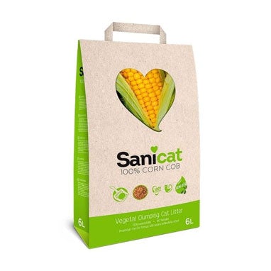 Sanicat 100% Corn Cob Vegetal Clumping Litter 6 Litre - GARDEN & PET SUPPLIES