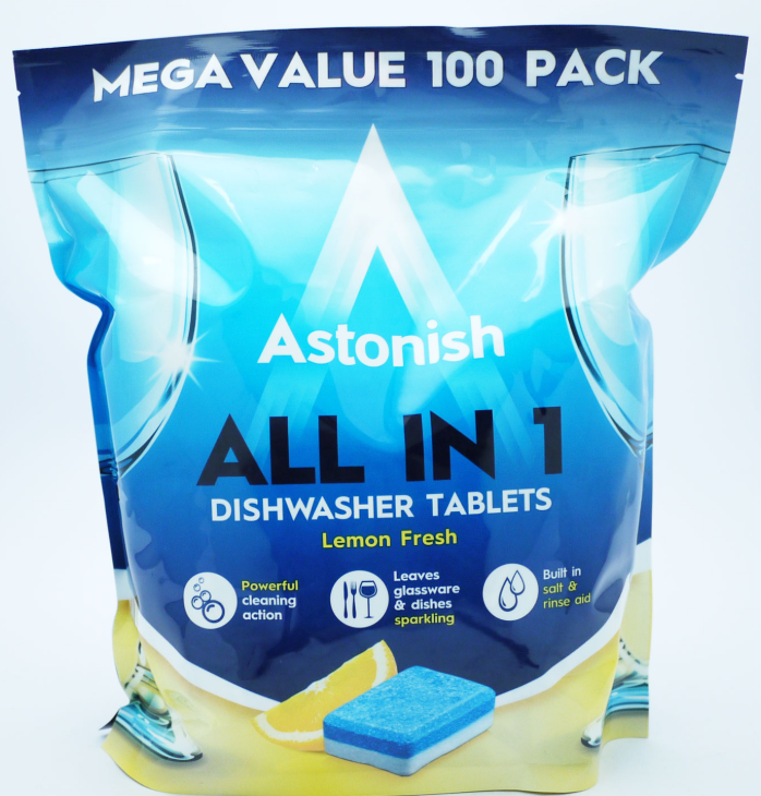 Astonish All In 1 Dishwasher Tablets Lemon Mega Pack (100) - GARDEN & PET SUPPLIES