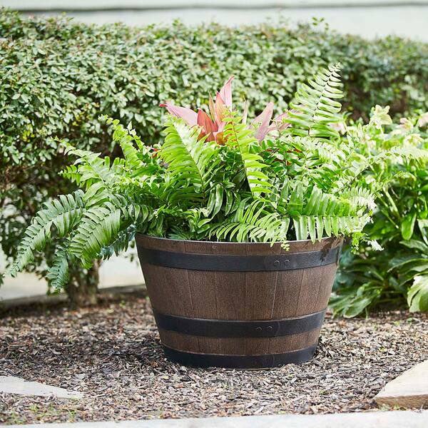 Fixtures Half Barrel Cask Brown 62cm x 38cm Extra Large Planter