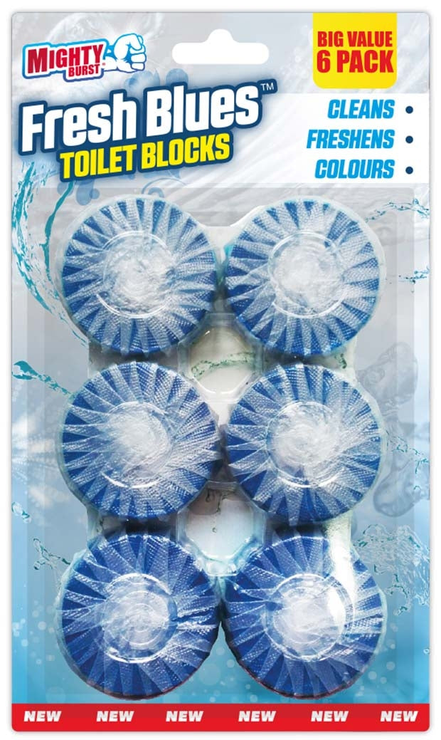 Mighty Burst Fresh Blues Toilet Blocks Pack 6's - GARDEN & PET SUPPLIES