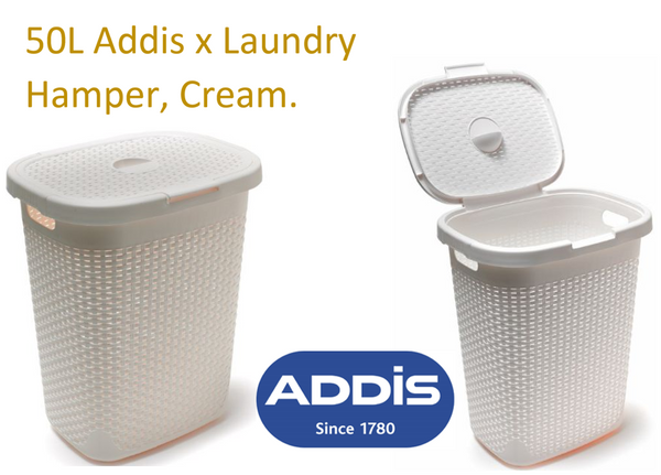 Addis Cream/Linen Rattan Laundry Hamper 50 Litre - Garden & Pet Supplies