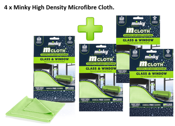 Minky High Density Microfibre M Cloth Glass and Window {4 pack} - Garden & Pet Supplies