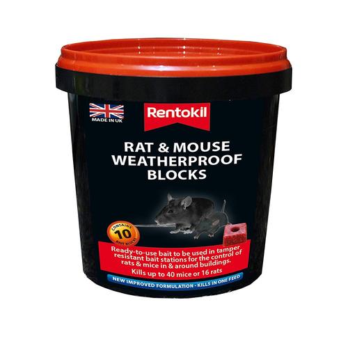 GARDEN & PET SUPPLIES - Rentokil Mouse & Rat Weatherproof Blocks Pack 10's