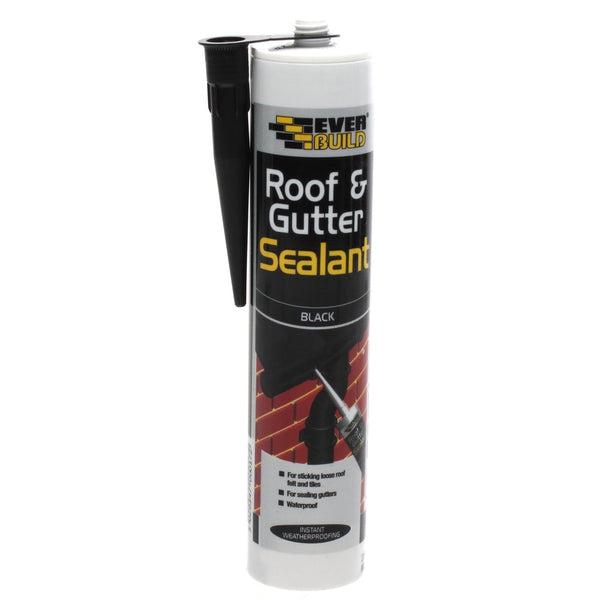 Everbuild Roof & Gutter Black Sealant 295ml - GARDEN & PET SUPPLIES