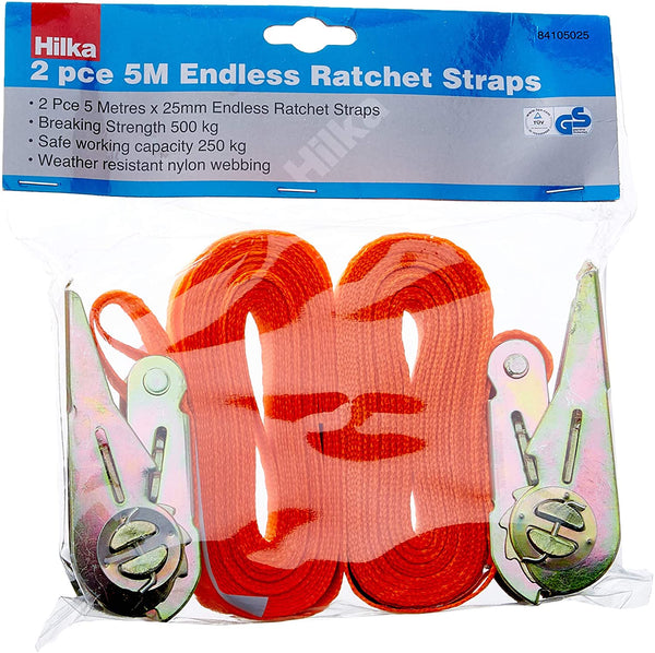 GARDEN & PET SUPPLIES - Hilka 84105025 Endless Ratchet Straps {Twin Pack}