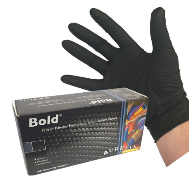 Aurelia Bold Powder Free Medical Grade Nitrile Gloves 100 x Black, Size SMALL {73996} - Garden & Pet Supplies