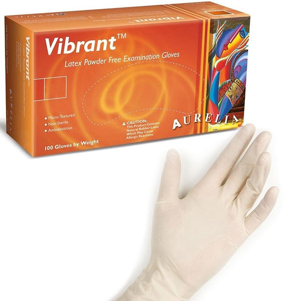 Aurelia Vibrant Natural Powder Free LARGE Latex Gloves Pack 100's - Garden & Pet Supplies