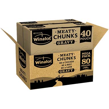 Winalot Wet Dog Food Meaty Chunks in Gravy 80 x 100g