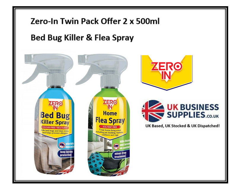 Zero-In Twin Pack No1 FLEA SPRAY & Bed Bug Spray 2 x 500ml Offer - Garden & Pet Supplies